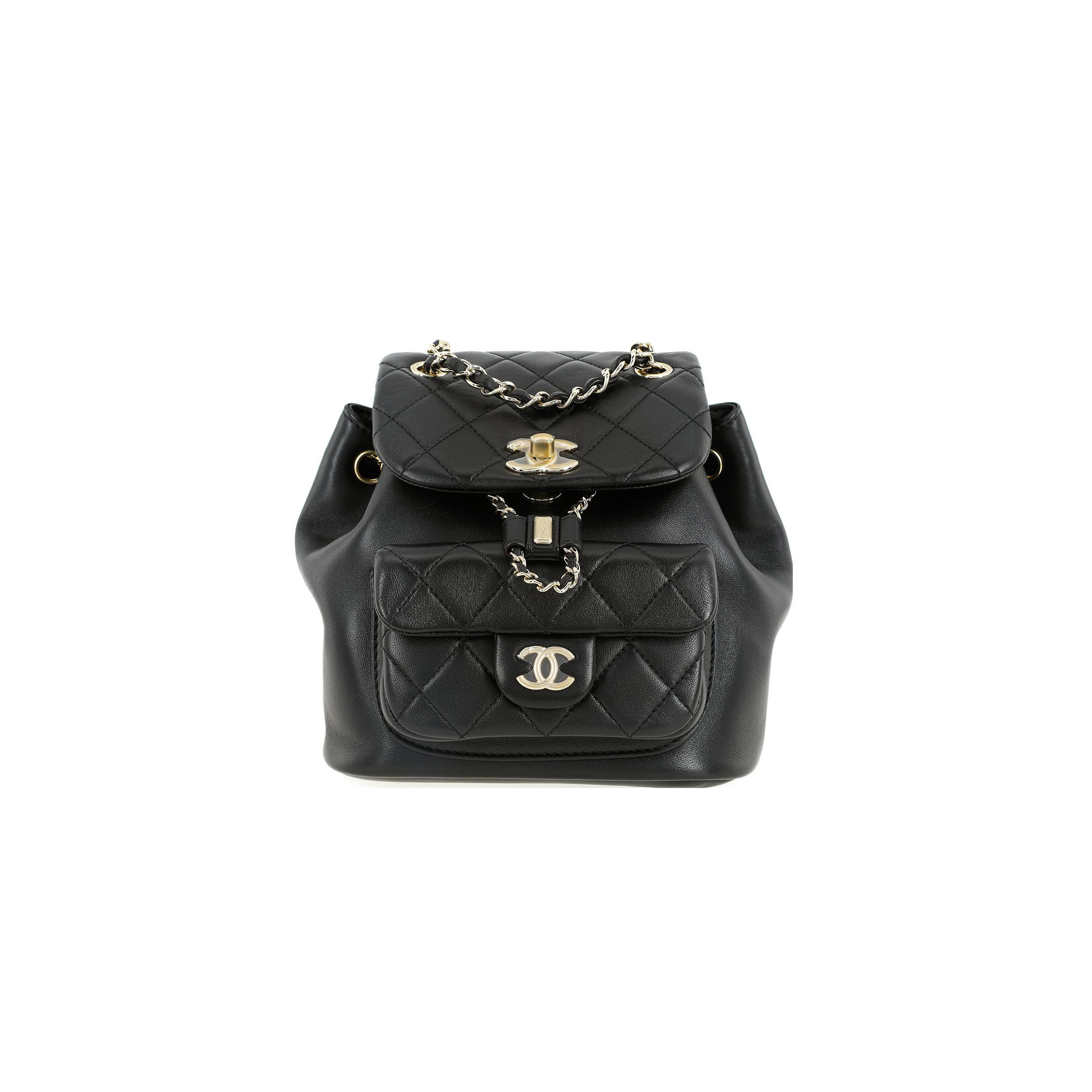 CHANEL MASTER DUMA SHEEPSKIN BACKPACK BLACK (18.5*18*12cm) 